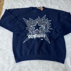 Vintage Dallas Cowboys Starburst Crewneck Sweatshirt Navy Blue Mens L made usa